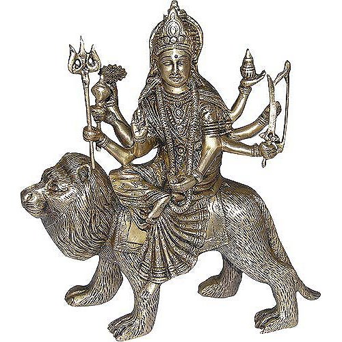Hindu goddess durga sitting on lion statue staue sculpt…
