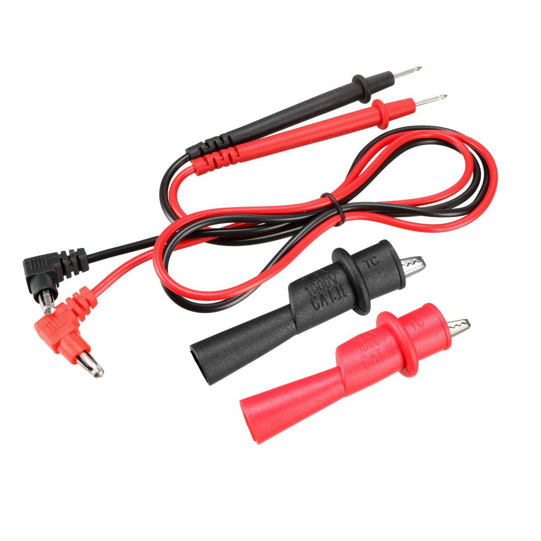 sourcing map Test Leads, Digital Multimeter Probes Tester Electric Test Probe with Alligator Clips 10A 1000V 4-in-1 Set