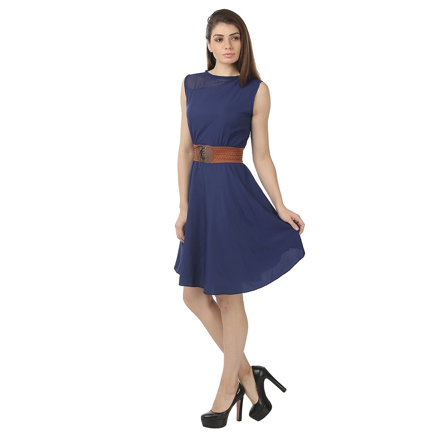 my swag women's crepe a-line midi dress