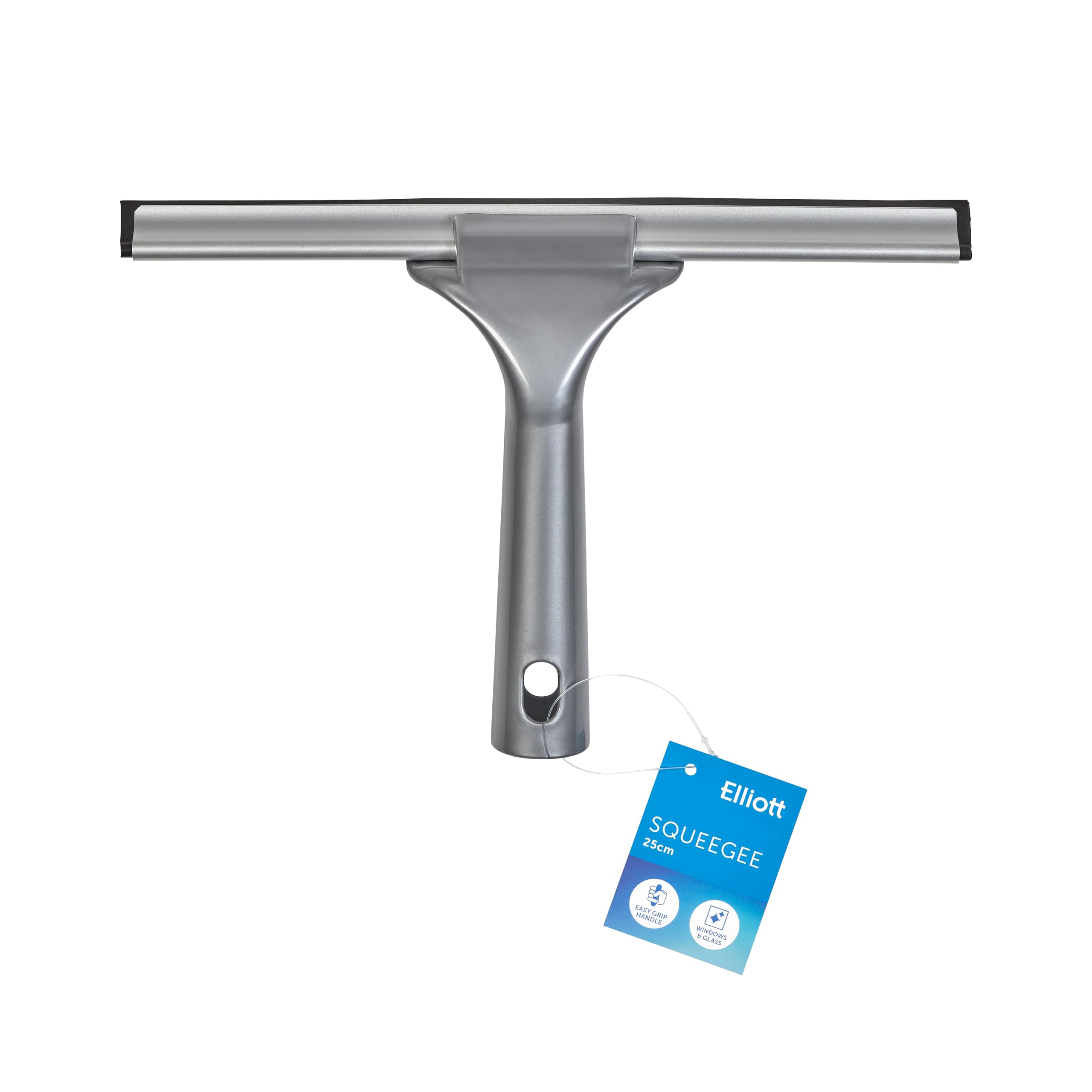 Elliott Multi-Purpose Window Squeegee perfect for streak free cleaning on Windows, shower screens, cars and mirrors, Aluminium frame housing a 25cm rubber squeegee with an ergonomic Grey Handle.