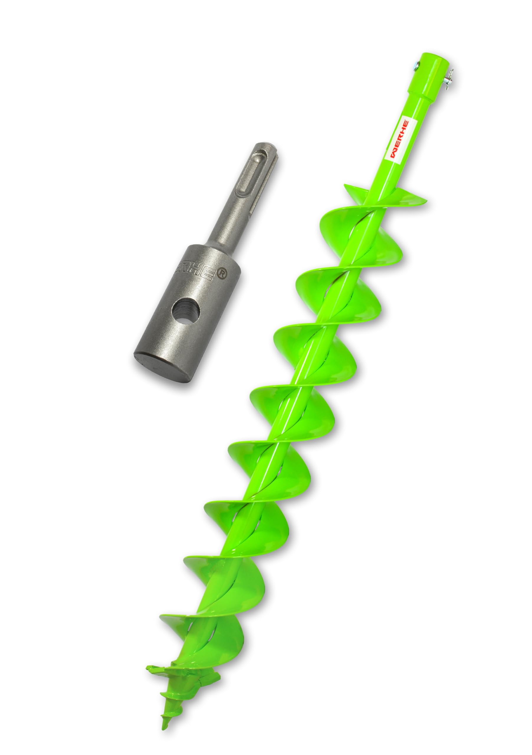 WERHE Earth Auger 100 mm with SDS Plus Holder - Robust Drill Tip Pile Drill