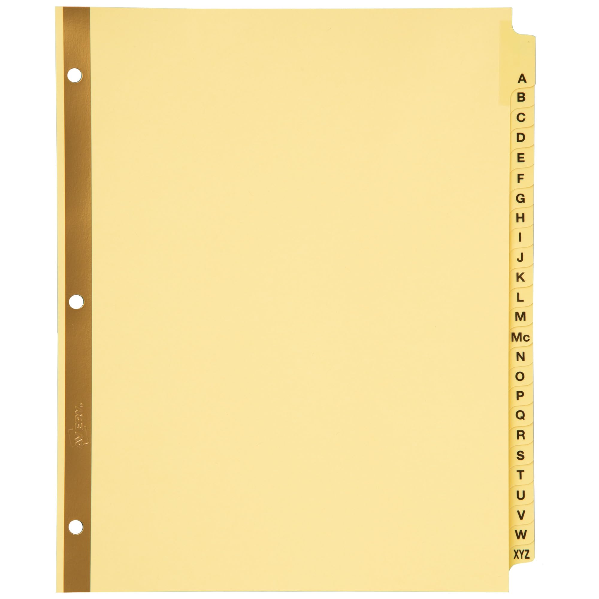 Avery 11306 Preprinted Laminated Tab Dividers w/Gold Reinforced Binding Edge, 25-Tab, Letter