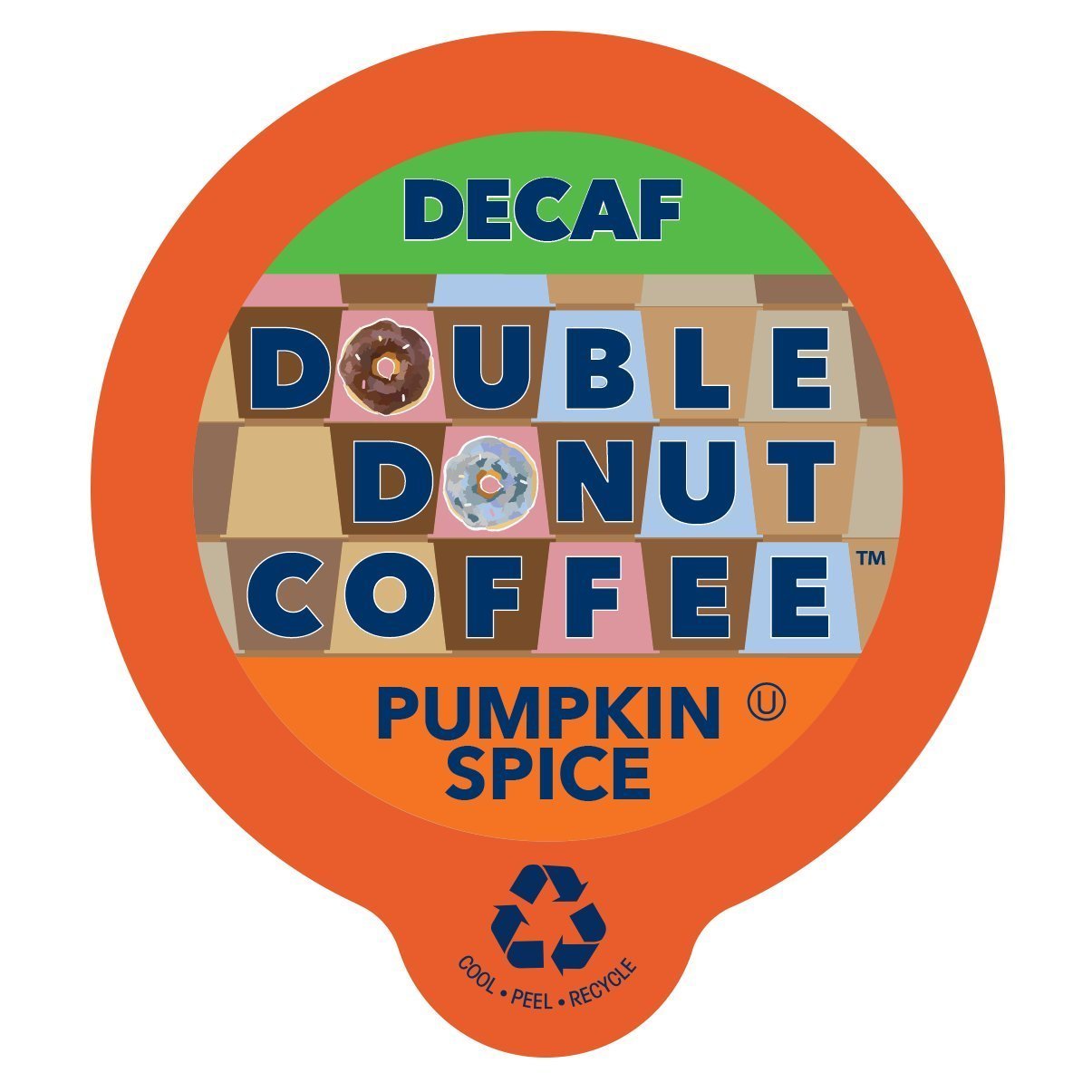 Double Donut Medium Roast Decaf Coffee Pods, Pumpkin Spice Flavored, for Keurig K-Cup Machines, 24 Single-Serve Capsules per Box