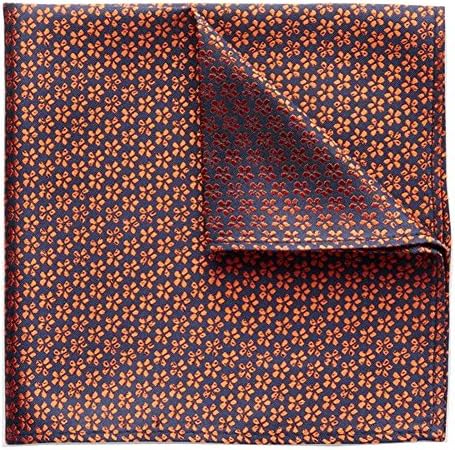 Kingsquare 100% Silk Pocket Square Floral Jacquard with Gift Box (Orange)