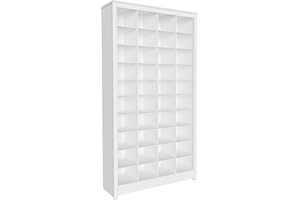 Prepac White Tall Storage Cabinet, Shoe Cabinet, Cube Storage Organizer with 40 Shoe Cubbies 13" D x 39.5" W x 72.5" H, WUSG-0011-1