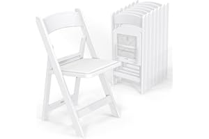 VINGLI Resin Folding Chairs with Cushion, Foldable Plastic Chair with Comfortable Padded Seats, Perfect for Event Party Indoor Outdoor, White, 8 PC