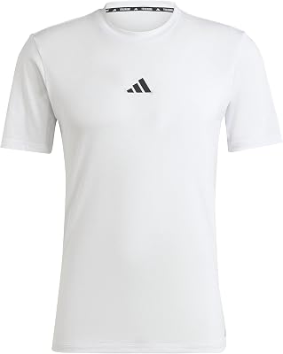 Herren Workout Logo Tee, White/Black, S