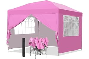 GDY 10x10ft Pop-up Paint Tent, Pink Canopy Tent, Instant Shelter Portable Outdoor Canopies with 4 Removable Side Walls.…