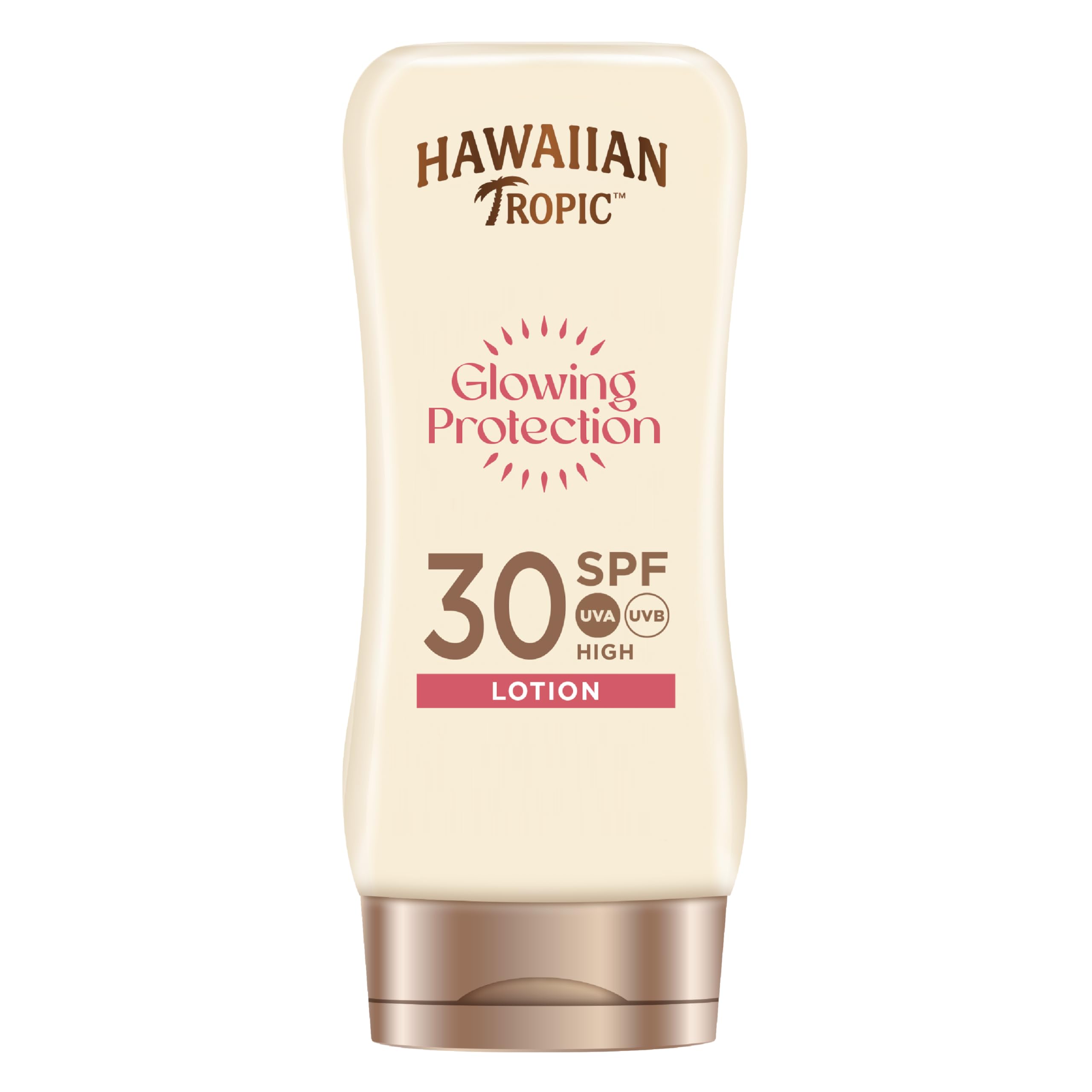 Hawaiian Tropic Glowing Protection Sunscreen Lotion SPF 30 UVA plus UVB Protection, 180 ml, Tropical Scent, with Shea Butter, Water Resistant, Vegan
