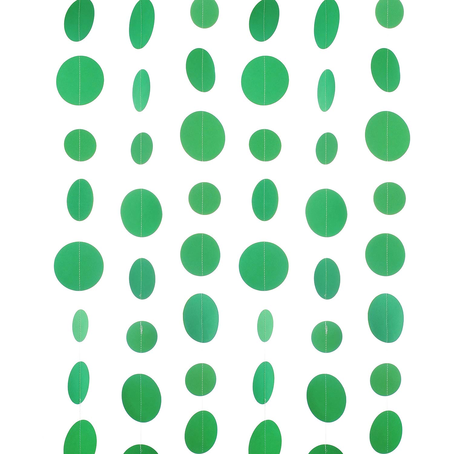 Green Paper Garland Circle Dot Party Banner Streamer Backdrop Hanging Decorations, 20 Feet in Total