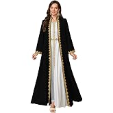 Elegant Muslim Dress Traditional Islamic Attire Maxi Robe Eid Prayer Gown | Embroidered,Lightweight,Breathable,Abaya Kaftan Dress,Moroccan