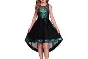 GRACE KARIN Girls Sequin Party Formal Dress Wedding Guest Sparkle Fancy Birthday Tulle High Low Prom Dresses 6-14 Years