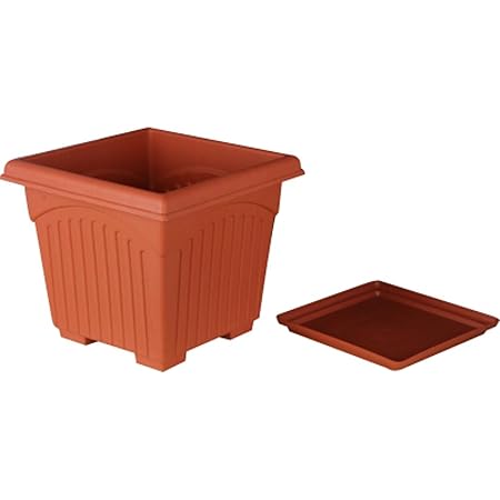 First Smart Deal Plastic Square Pot Set (10-inch, Brown, Pack of 4)