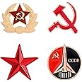 4X Pin Ussr Russian Soviet Removable Lapel Pin Badge Star Hat Pin Badge Communism Brooch