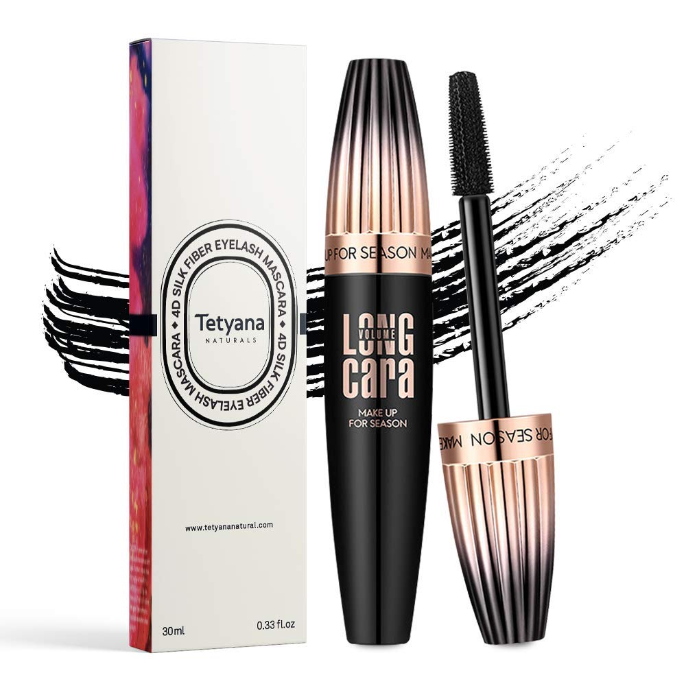Tetyana naturals 4D Silk Fiber Lash Mascara Waterproof, Luxuriously Longer, Thicker, Voluminous Eyelashes, Long-Lasting, Dramatic Extension, Smudge-proof, Hypoallergenic Formula