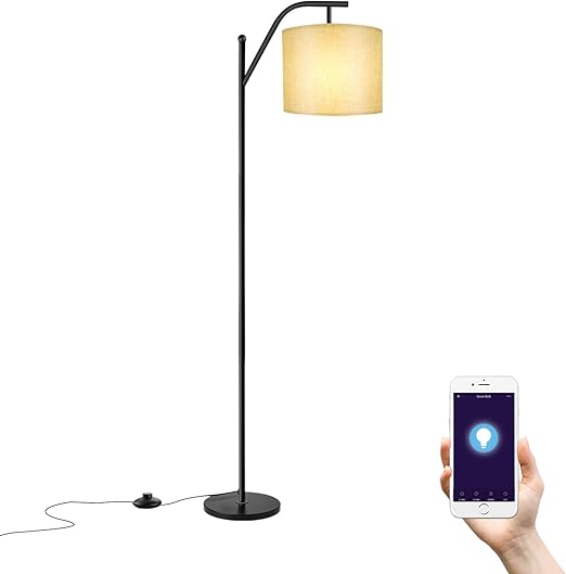 wellwerks lamparas de pie wifi lampara de salon inteligente luz regulable control remoto compatible con amazon alexa y app de movil