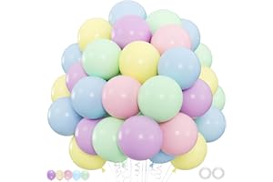 ZIZASARY Premium 100pcs Pastel Macaron Balloon Kit – 12 Inch Multicolor Latex Balloons with Ribbon for Baby Showers, Weddings, Spring Parties, Boho & Groovy Themed Decor