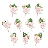 TINGE TIME 10 PCS Pink Boutonniere for Men