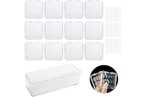 LUCKJUJU 12 Pcs 2.75" Press On Nail Storage Box Container False Nail Organizer Acrylic Display Case Packaging Box with Adhesive Double Sided Tape for Nail Art (Not Included Press On Nail)
