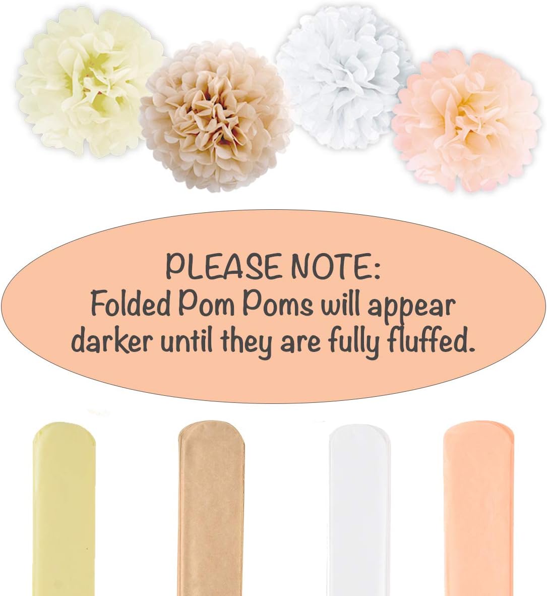 EpiqueOne 20-Piece Party Decoration Kit – Hanging Tissue Paper Pom Poms for Weddings and Other Special Occasions – Easy to Assemble and Install – Colors: White, Ivory, Peach and Champagne: Health & Personal Care
