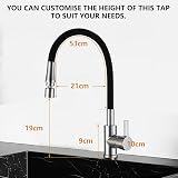 Peppermint Kitchen Tap with Flexible Hose Black Chrome 360° Swivel view 5