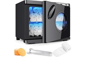 DEPFALL Hot Towel Warmer, Professional 23L Large Capacity Hot Towel Cabinet, 2-in-1 Spa Towel Warmers for Facials, Barber, Salon, Esthetician, Upgrade Fast Heating Aluminum Interior, Black w/Window