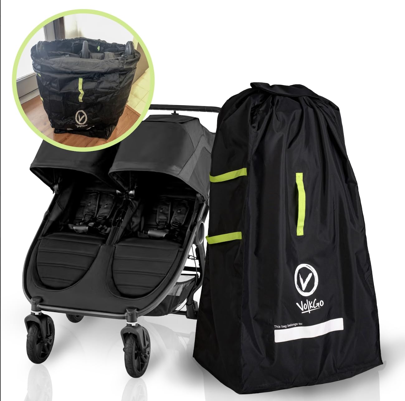 V VOLKGO Super Extra Large Stroller Bag for Airplane with Padded Backpack Shoulder Straps, Double Stroller Cover for Air Travel, Jogger & Carrier - Fits All, Gate Check Bag, Waterproof Travel Cover.