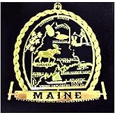 Maine State Brass Christmas Ornament Souvenir Gift
