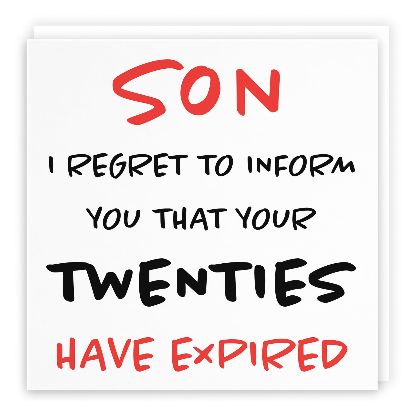 Hunts England - Large Son 30th Funny Birthday Card - Large Size - Son - I Regret To Inform You That Your Twenties Have Expired - Retro Collection - Large - 210 x 210 mm - Age 30