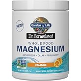 Garden of Life Dr. Formulated Whole Food Magnesium 197.4g Powder - Orange, Chelated, Non-GMO, Vegan, Kosher, Gluten & Sugar Free Supplement with Probiotics - Best for Anti-Stress, Calm & Regularity