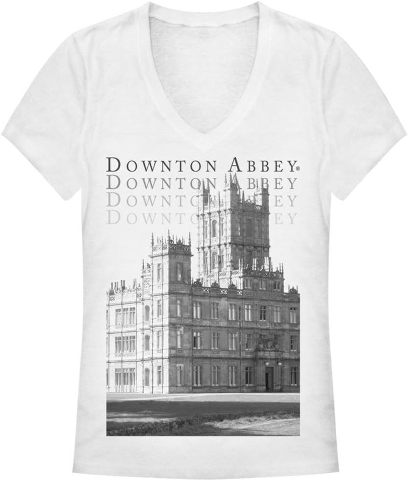 Downton Abbey Union Jack Castle Women V-Neck T-Shirt