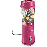 Hamilton Beach Portable Blender for Shakes and Smoothies, 14 Oz BPA Free Travel Cup & Lid, Durable Stainless Steel Blades, Pe