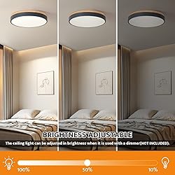 Yiisem Dimmable Wood LED Flush Mount Ceiling