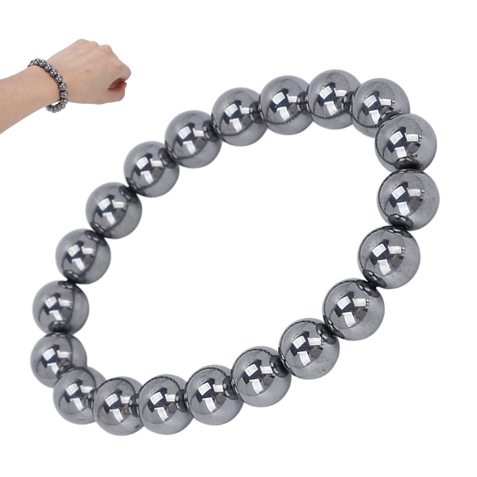 Natural Terahertz Stone Bracelet - Powerful Beads for Fatigue Therapy and Pain Relief - Energy Stone Bracelet for Weight Loss Slimming Anti-Fatigue Healthy Care Men Women Jewelry