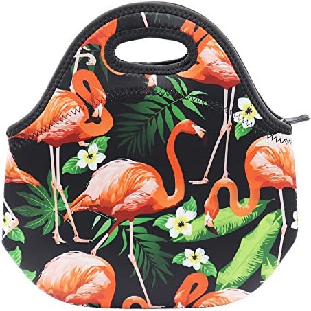 Neoprene Lunch Bag for Kids, Insulated Lunch Box Tote for Women Men Adult Teens Boys Teenage Girls Toddlers (Tropical Flamingo)