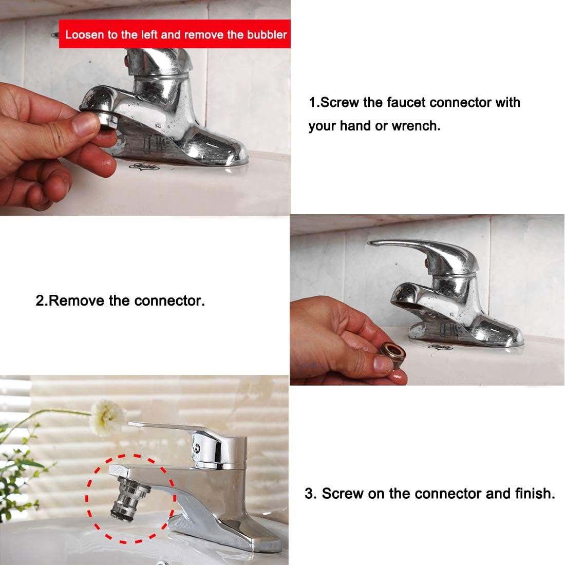 sourcing map Garden Hose Quick Connect Nickel-plated Water Hose Fitting Connectors M16 Male Threaded Adapter - Image 5
