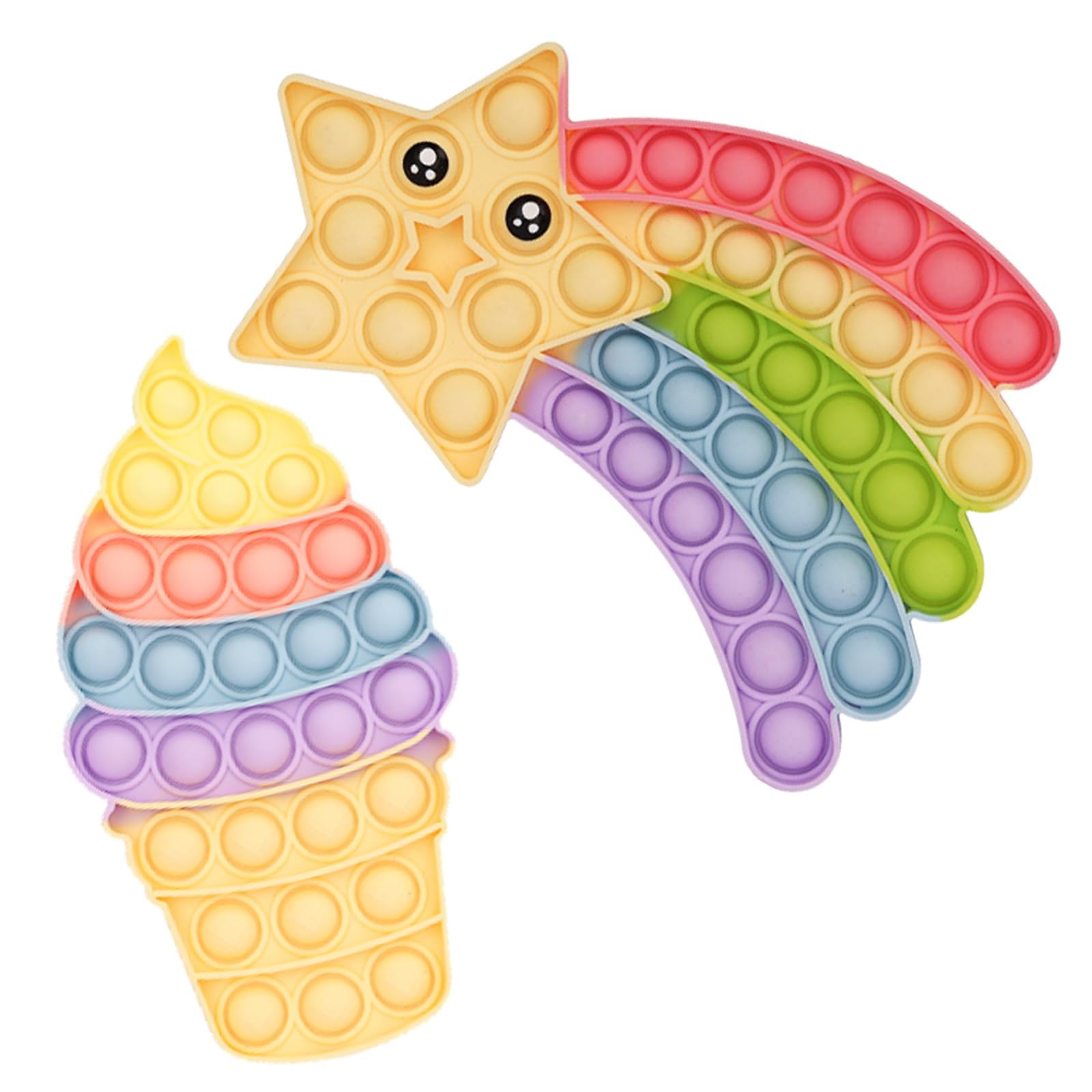 BDSHUNBF 2PCS Fidget Toy, Bubble Fidget Toy, Rainbow Sensory Toy, Fidget Stress Autism Relief Toy for Kids, Friends, Gift