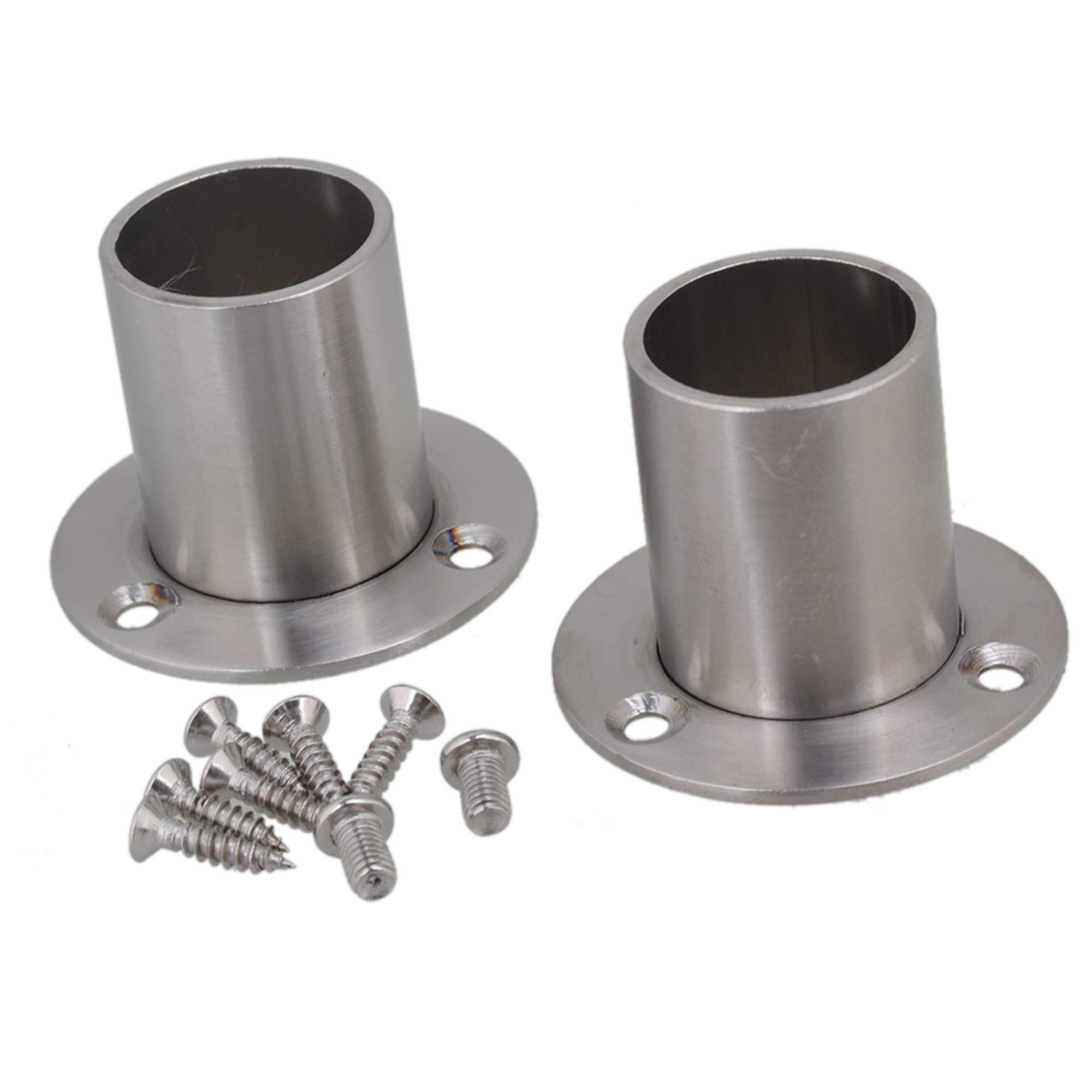 Yibuy 2 x Stainless Steel Pipe Flange Socket Rod Holder Fitting Bracket For 25mm Rod