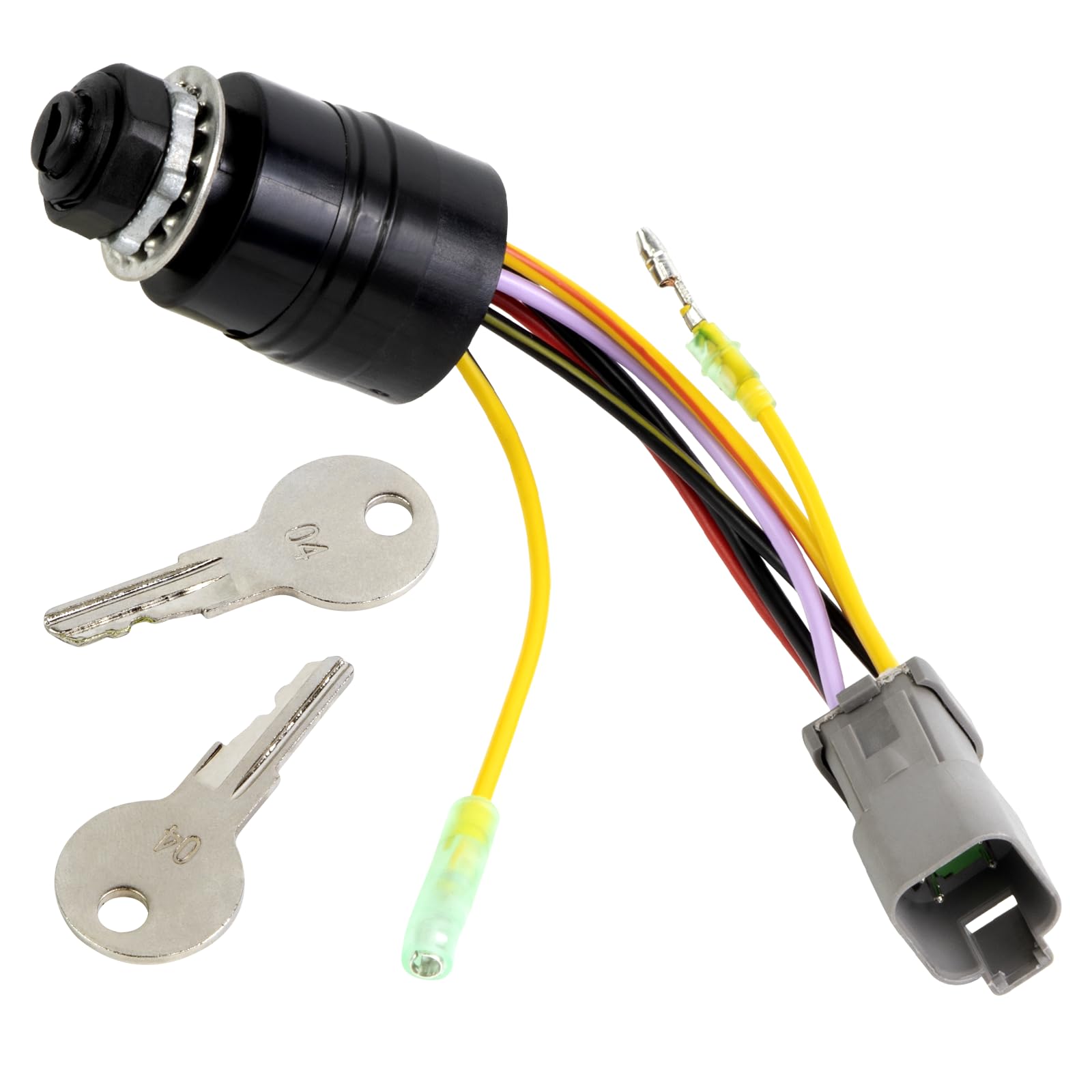 Photo 1 of 129572 Boat Ignition Switch with 2 Keys Compatible with Tracker Boats, 6 Wire Marine Ignition Switch Connectors with Key 3 Position