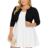 AusLook Plus Size Women Shrug Long Sleeve Lightweight Open Front Knit Cropped Bolero Cardigan Sweater 1X-5X