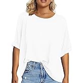 Tankaneo Women's Plus Size Short Sleeve T Shirts Summer Half Sleeve Crew Neck Oversized Tees Casual Loose Fit Tunic Tops