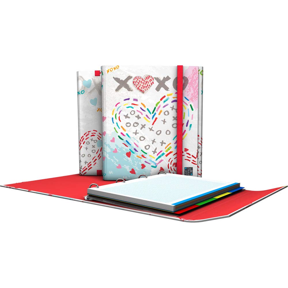 Grafoplás 88211997 Diverse Carpesano Collection 4 Rings A4 and Refill Model XOXO, A4