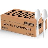 1000PCS Disposable Plastic Teaspoons Bulk Spoons White Silverware Reusable Heavy Duty Disposable Cutlery Plastic Utensils Flatware for Home Restaurant Party Picnic Camping Travel (Teaspoon-1000pcs)