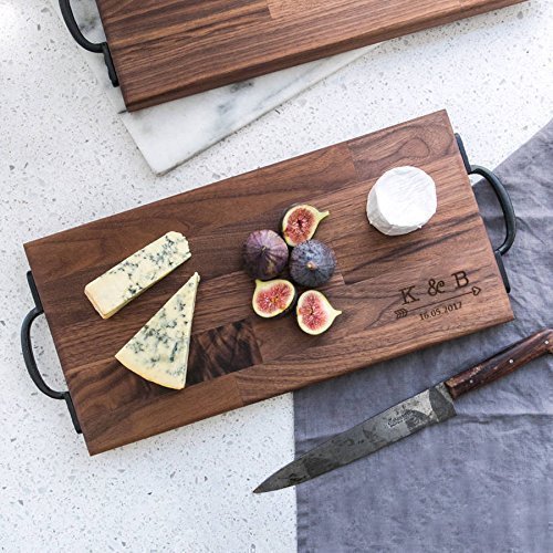 American Walnut Wood Serving Board/Personalized Wedding Anniversary Gifts/Personalized Wedding Gifts/Large Rustic Cheese Board/Unique Gifts for Wedding/Happy New Home - Thumbnail 3