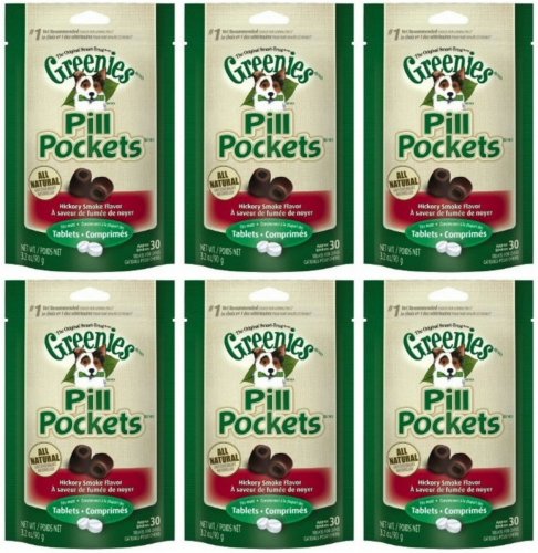 Greenies Hickory Smoke Dog Pill Pockets for Tablets 1.2Lbs (6 x 3.2oz)
