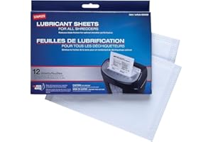 Staples Shredder Lubricant Sheets, 12-Pack – No-Mess Blade Lubrication for Paper Shredders, Prevent Jams, Extend Shredder Lif