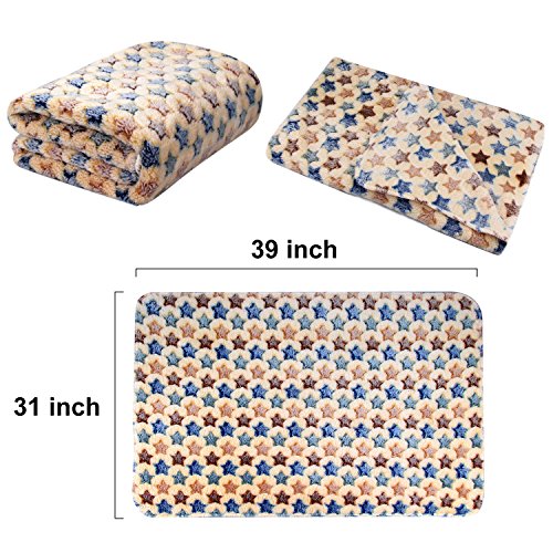 Comsmart Puppy Blanket Warm Dog Cat Coral Velvet Blankets Mat Bed Cover with Star Print Soft Pet Blanket for Puppies Kitties and Other Small Animals