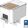 GEZIEKID Bluetooth Automatic Fish Feeder for Aquarium, Food Dispenser for Fish Tank with App Control, USB and Rechargeable Battery Powered, Suitable for Small Fish Tank Pelleted Food, White