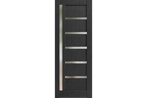 SARTODOORS Slab Barn Door Panel 24 x 96 inches | Quadro 4088 Matte Black with Frosted Glass | Sturdy Finished Doors | Pocket Closet Sliding