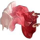 NAWHAOA 1 Pair(Left+Right) Faux Silk Belly Dance Fan Veil for Dance Performance, Length 180cm Width 90cm